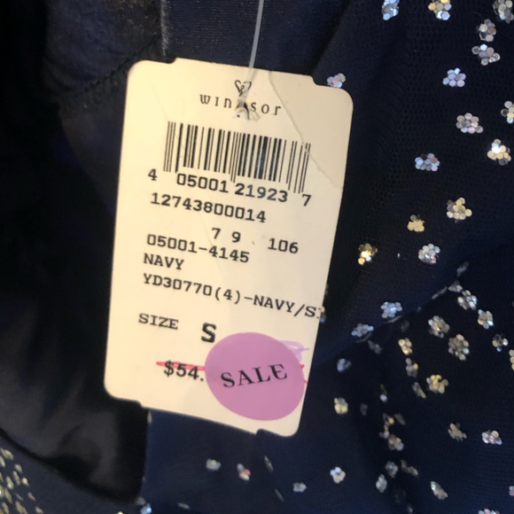 Windsor Navy Blue Silver Fireworks Dress size Small - Picture 10 of 10
